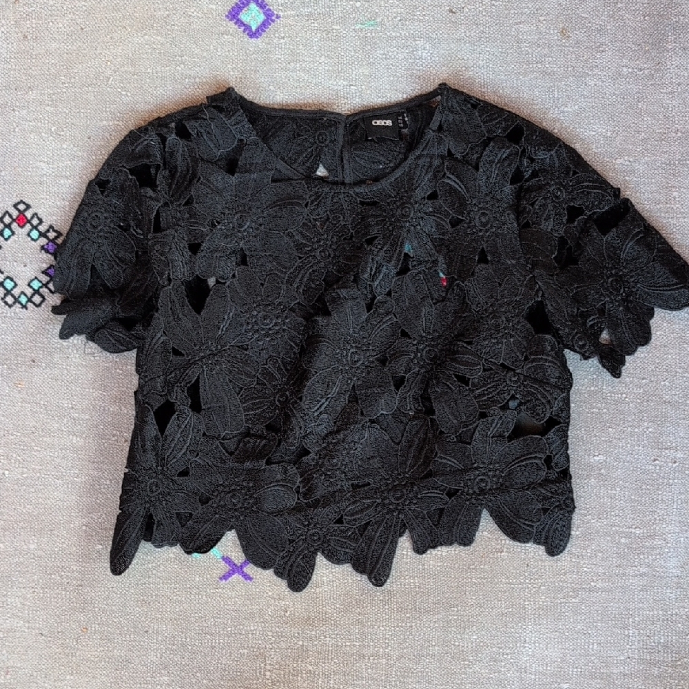 ASOS Black Floral Lace Blouse